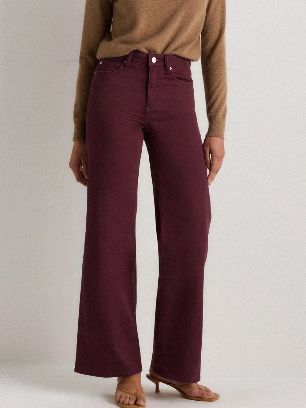 Quince Bella Stretch Wide Leg Jeans Wine Tasting Red Size 30